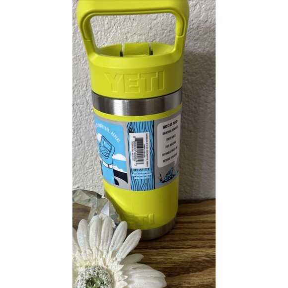 YETI Rambler Jr Kids Water Bottle Straw Cap Firefly Yellow Durable 12 Oz - Picture 2 of 2